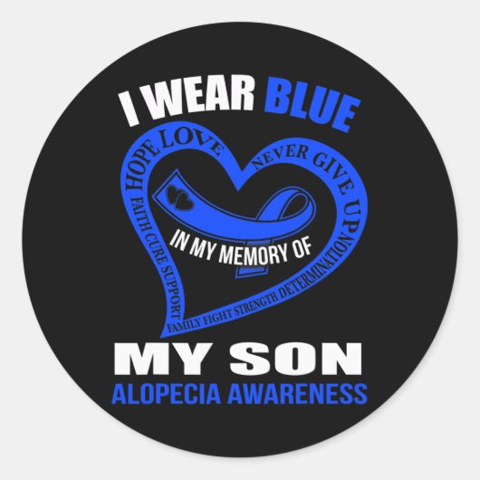 Sticker Rond En ma mémoire de mon fils ALOPECIA AWARENESS (Devant)