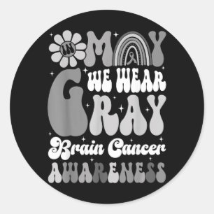 Sticker Rond en mai nous portons du gris Mois de la sensibilisa