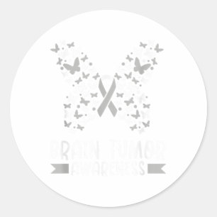 Sticker Rond En Mai, Nous Portons Gris Cerveau Cancer Tumeur Se