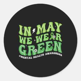 Sticker Rond En Mai, Nous Portons Le Mois Vert De Sensibilisati