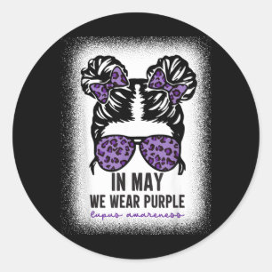 Sticker Rond En mai, portons le violet pour le lupus érythémate