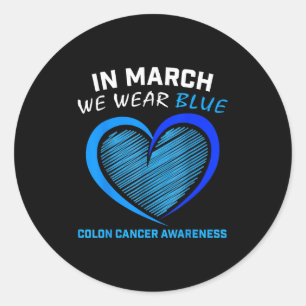 Sticker Rond En Mars Nous Portons Bleu Pour La Sensibilisation