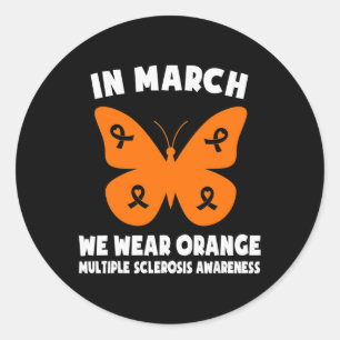 Sticker Rond En Mars Nous Portons Orange Ms Awareness Multiple 