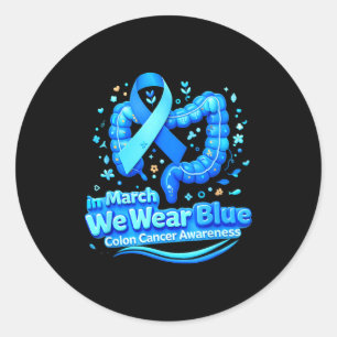 Sticker Rond En mars, portez le ruban bleu de sensibilisation a