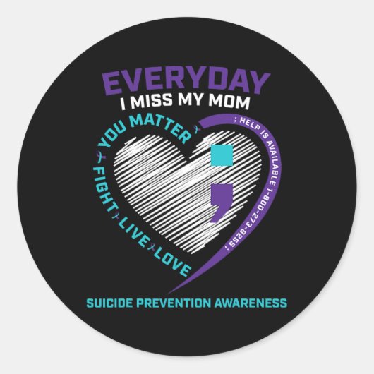 Sticker Rond En Mémoire Amoureuse Maman Suicide Prévention (Devant)