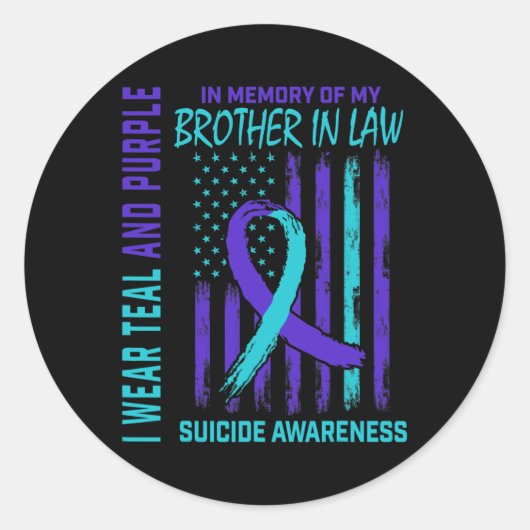 Sticker Rond En Mémoire De Frère En Droit Suicide Sensibilisati (Devant)