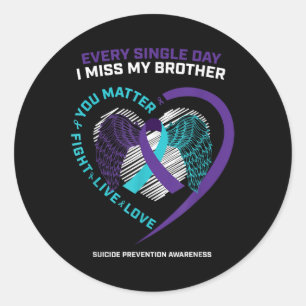 Sticker Rond En mémoire de Je manque mon frère Prévention du su