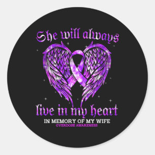 Sticker Rond En Mémoire De Ma Femme Surdose Sensibilisation Ang