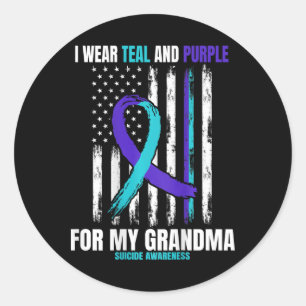Sticker Rond En Mémoire De Mon Grand-Mère Drapeau De Sensibilis