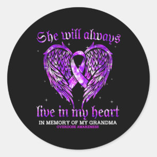 Sticker Rond En Mémoire De Mon Grand-Mère L'Ange De Sensibilisa