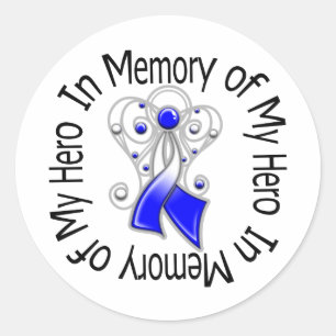 Sticker Rond En mémoire de mon Héros ALS Ange Ailes