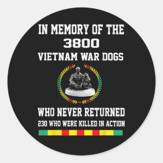 Sticker Rond En Mémoire Des 3800 Chiens De Guerre Du Vietnam