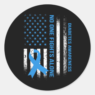 Sticker Rond En novembre, nous avons Wear Blue T1D T2D Diabète