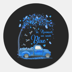 Sticker Rond En Novembre Nous Portons Bleu Camion Papillon Diab