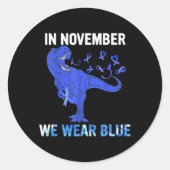 Sticker Rond En Novembre Nous Portons Blue Diabetes Awareness T (Devant)