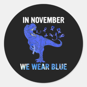 Sticker Rond En Novembre Nous Portons Blue Diabetes Awareness T