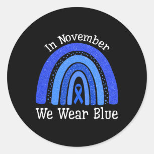 Sticker Rond En Novembre Nous Portons Blue Rainbow Diabetes Awa