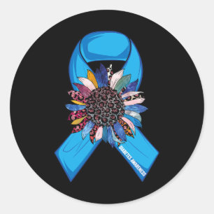 Sticker Rond En Novembre Nous Portons Blue Sunflower Diabetes A