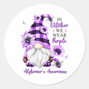 Sticker Rond En novembre, nous portons des gnomes violets Heime
