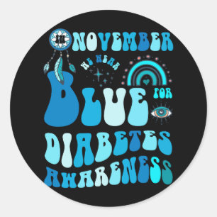 Sticker Rond En novembre, nous portons le bleu pour la sensibil