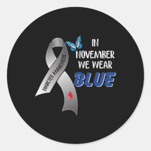 Sticker Rond En Novembre, Nous Portons Le Ruban De Sensibilisat