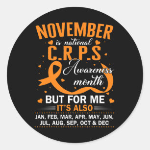 Sticker Rond En Novembre Nous Portons Orange Ribbon CRPS Sensib