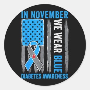 Sticker Rond En novembre, nous portons un ruban bleu drapeau di