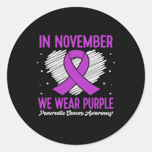 Sticker Rond En Novembre Nous Portons Violet Cancer Pancréatiqu