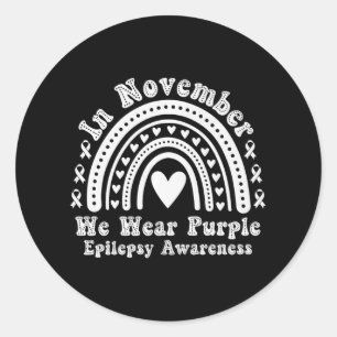 Sticker Rond En Novembre Nous Portons Violet Epilepsie Sensibil