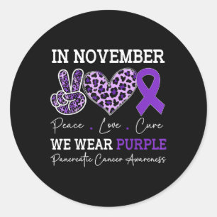 Sticker Rond En Novembre Nous Portons Violet Pour Cancer Pancré