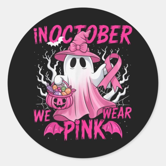 Sticker Rond En Octobre Nous Portons Chemise Rose Certifié Canc (Devant)