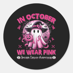 Sticker Rond En Octobre Nous Portons Chemise Rose Fantôme Cance