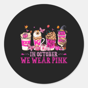 Sticker Rond En Octobre Nous Portons Le Café Rose Oeil Latte Au