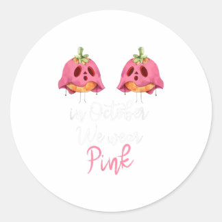 Sticker Rond En Octobre Nous Portons Le Cancer Du Sein Citrouil