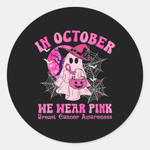 Sticker Rond En Octobre Nous Portons Le Cancer Du Sein Rose Fem