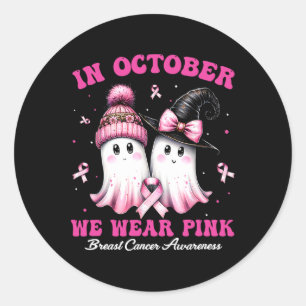 Sticker Rond En Octobre Nous Portons Le Cancer Du Sein Rose Hal