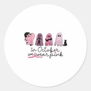Sticker Rond En Octobre Nous Portons Le Fantôme Nk Et Le Cancer