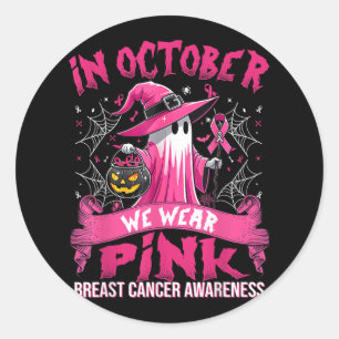 Sticker Rond En Octobre Nous Portons Le Ghost Ghost Witch Cance
