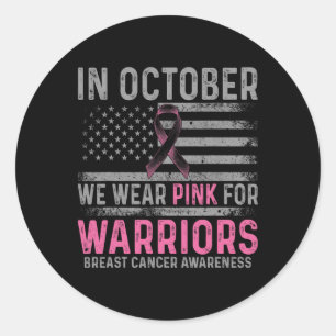 Sticker Rond En Octobre Nous Portons Le Rose Faire Des Progrès