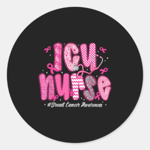 Sticker Rond En Octobre Nous Portons Le Rose Infirmière En Soin