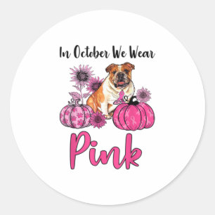 Sticker Rond En Octobre Nous Portons Pink Breast Cancer Aware