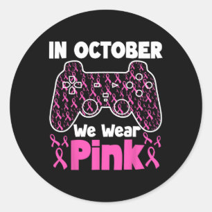 Sticker Rond En Octobre, Nous Portons Pink Breast Cancer Jouer