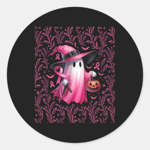 Sticker Rond En Octobre, Nous Portons Pink Breast Cancer Sensib