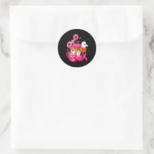 Sticker Rond En Octobre Nous Portons Pink Chihuahua Chig Cance (Sac)