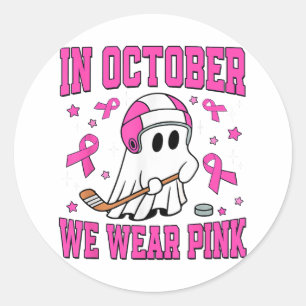 Sticker Rond En Octobre Nous Portons Pink Play Hockey