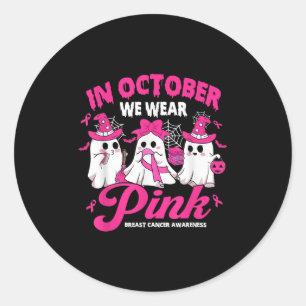 Sticker Rond En Octobre Nous Portons Pink School Janitor Breast