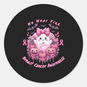 Sticker Rond En Octobre Nous Portons Rose, La Sensibilisation A