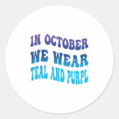 Sticker Rond En Octobre Nous Portons Turquoise & Purpl Suic (Devant)