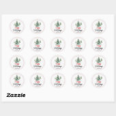 Sticker Rond En plein air sapin de Noël Joyeuses fêtes (Feuille)