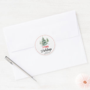 Sticker Rond En plein air sapin de Noël Joyeuses fêtes